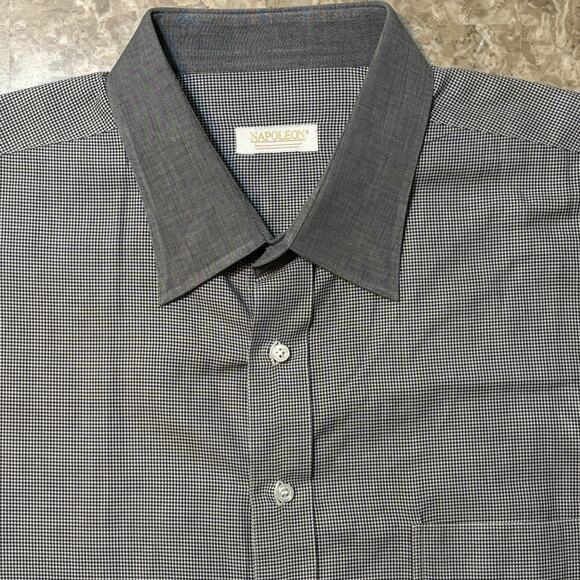 Napoleon By Stefano Ricci Shirt Mens 48 19.5 Houndstooth French Cuff Long Sleeve - Picture 1 of 14